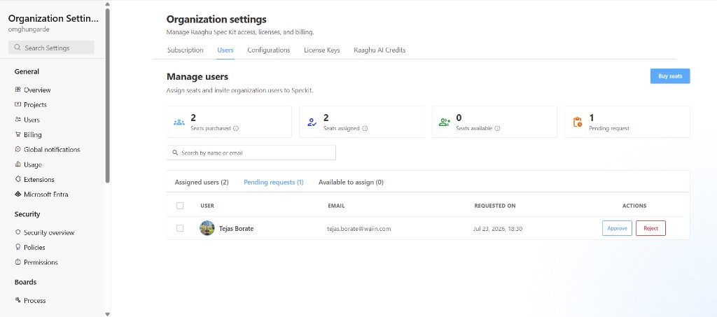 Users — Pending requests