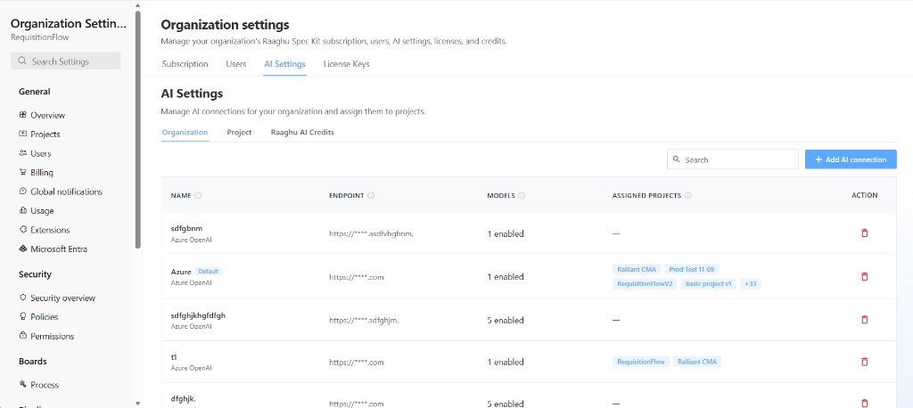 AI Settings — Organization
